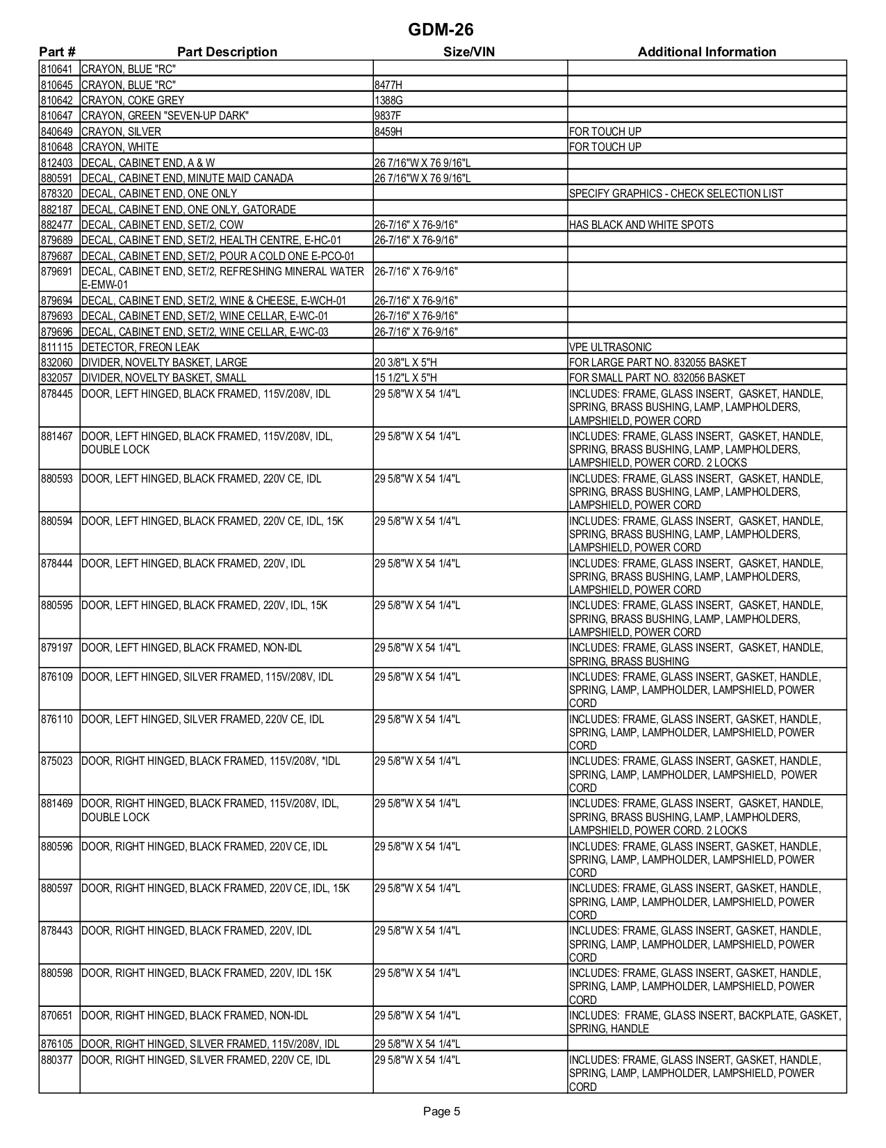 PDF manual for True Refrigerator GDM26